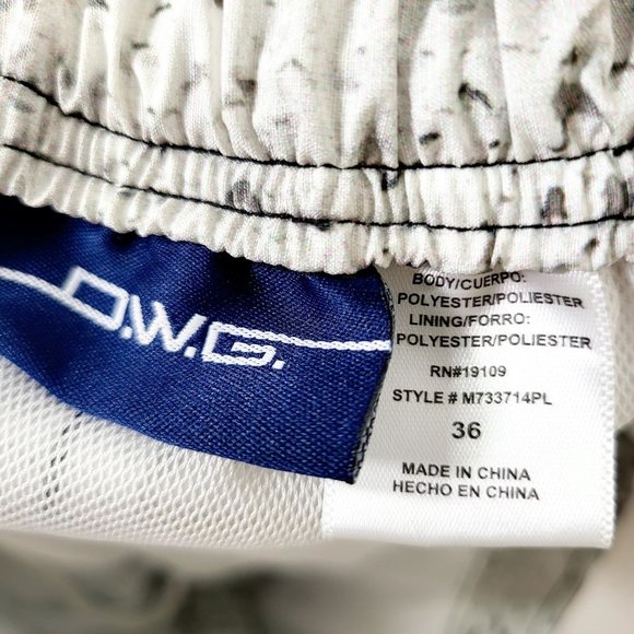 DWG Mens Black White Rain Drop Board Shorts 36 SPF 50 Beach Summer Wear Mid Rise - Picture 4 of 10